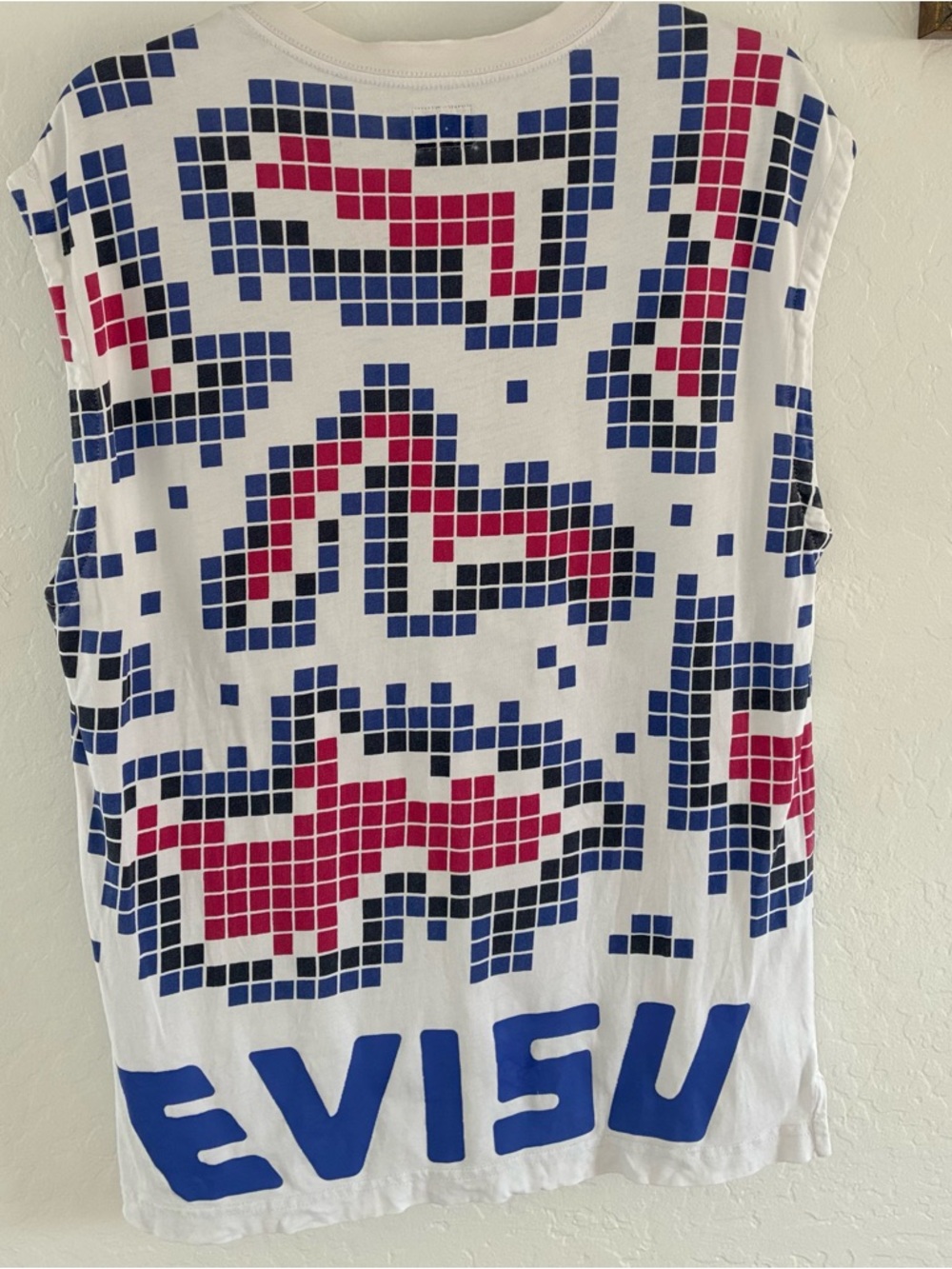 EVISU rare Y2K pixel arcade seagull logo muscle tank